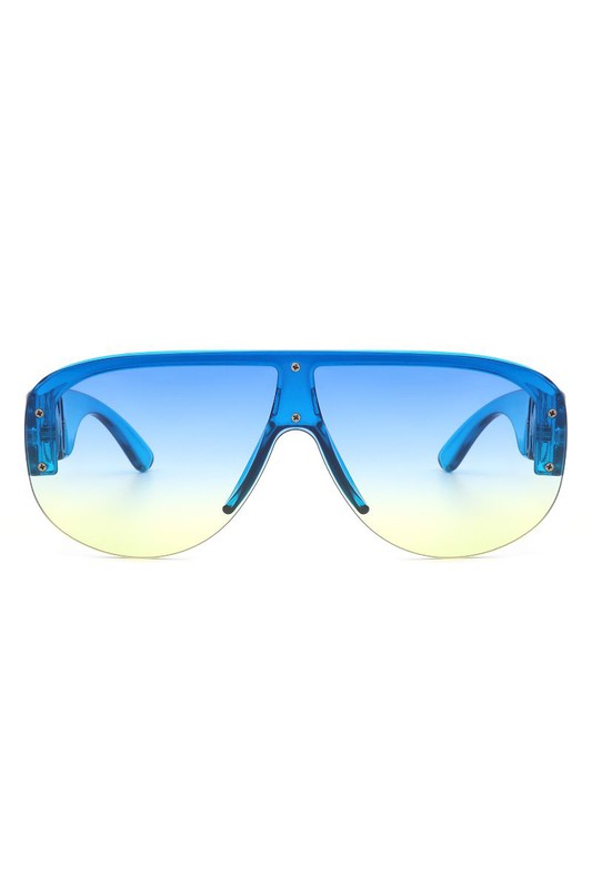 Half Frame Retro Oversize Aviator Sunglasses