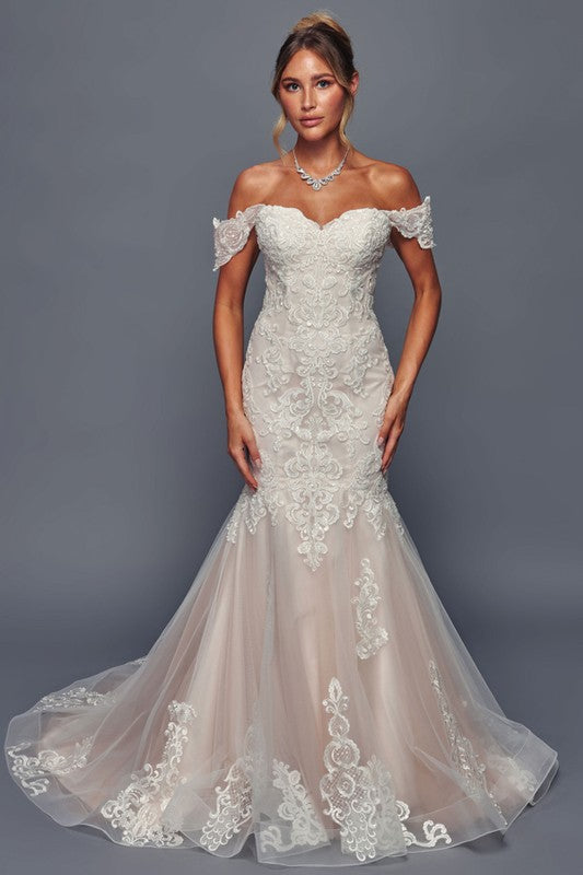 Off the Shoulder Sweetheart Neckline Wedding Dress