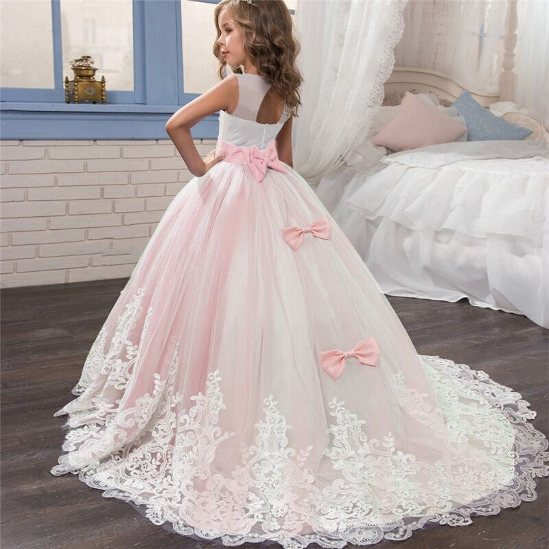 Lace Wedding Dress With Train For Girls