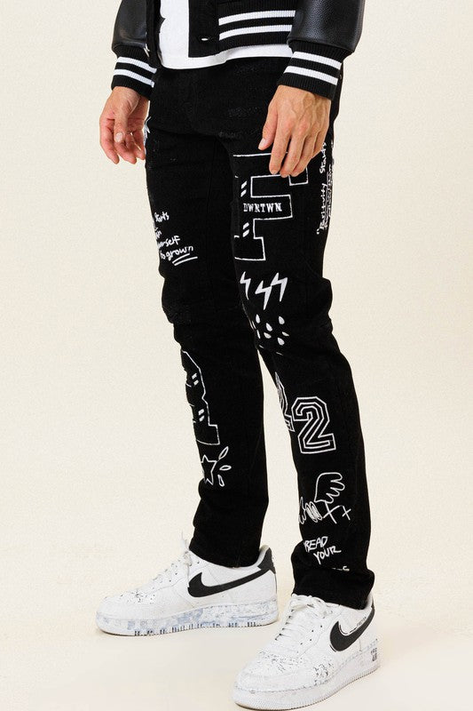 Multi Patch Slim Jeans