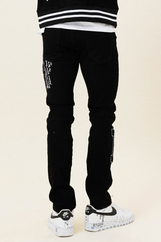 Multi Patch Slim Jeans