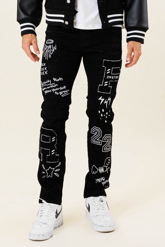 Multi Patch Slim Jeans