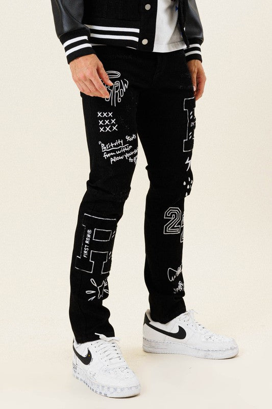Multi Patch Slim Jeans
