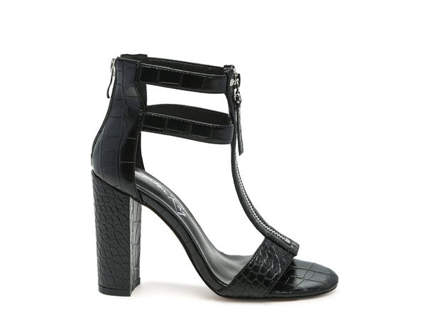 FELICITY Zip Up Croc Textured Sandals
