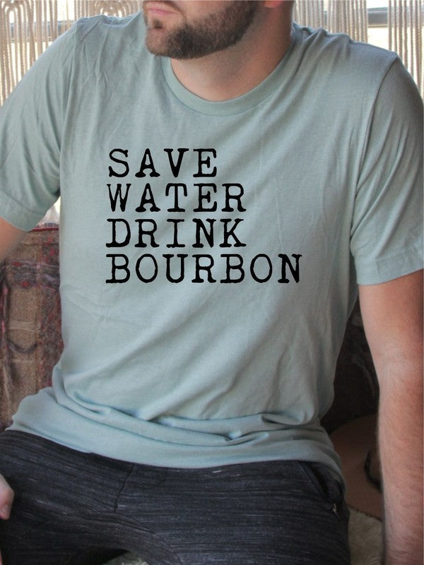 Save Water Drink Bourbon Crew Neck Mens Tee
