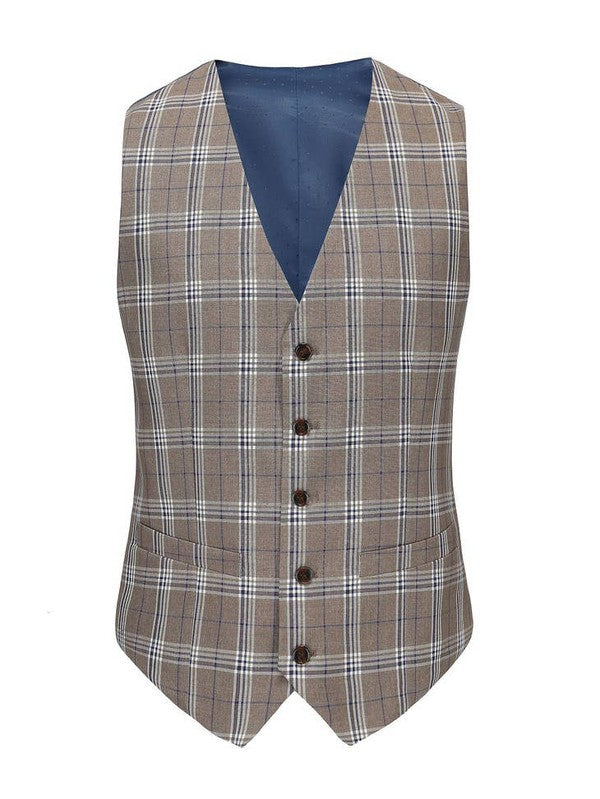 Men's Slim-Fit 3PC Check Plaid Suit - Tall