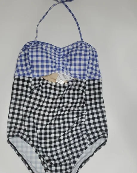 Motherhood Maternity Blue and Black One Piece Swimsuit