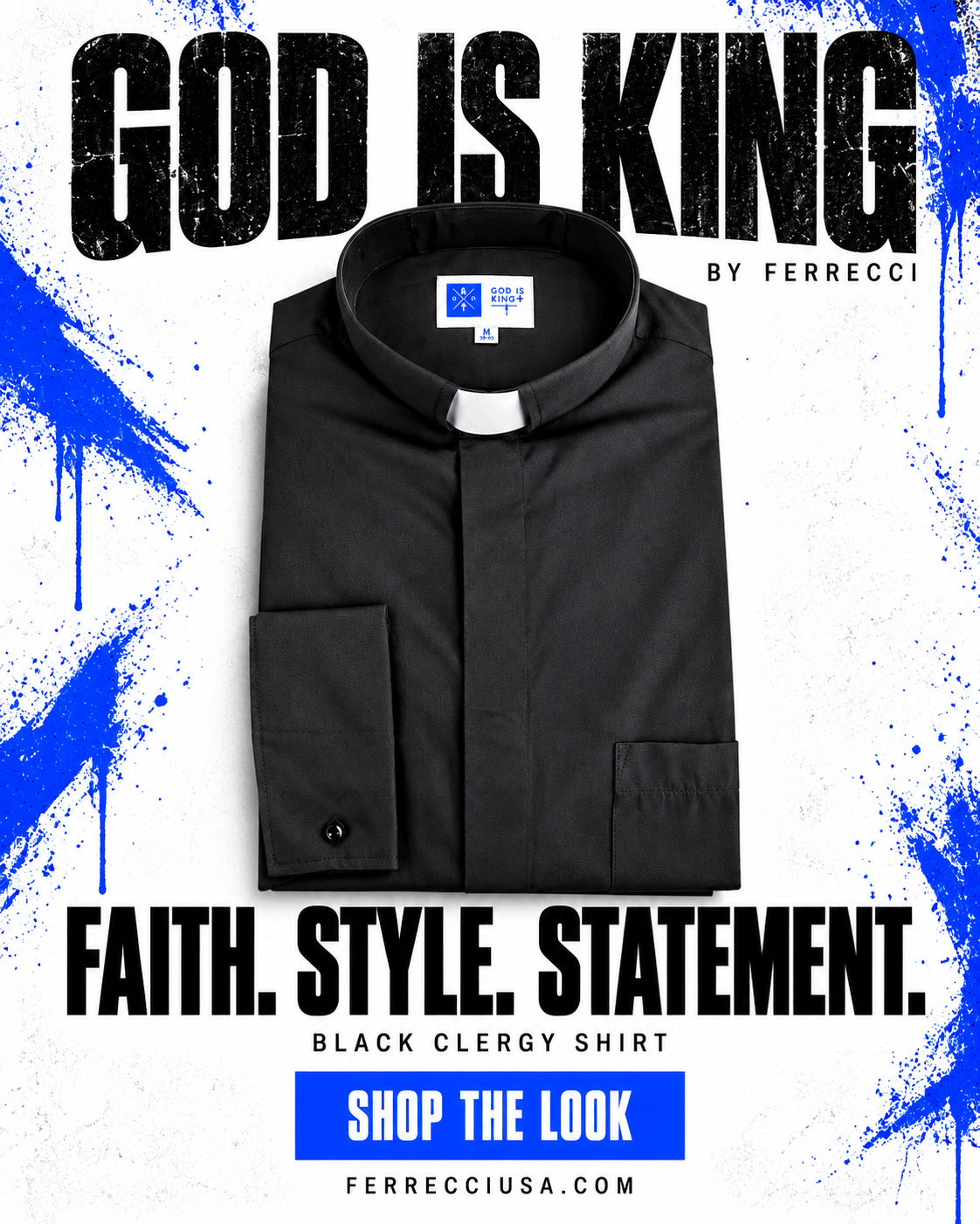 Men's Clergy Shirt with Tab Collar