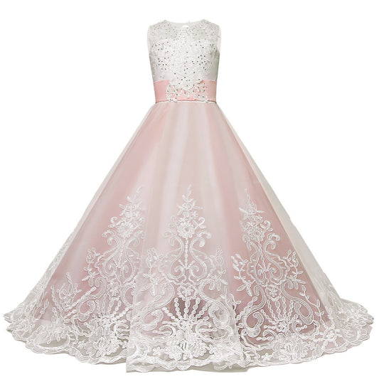 Lace Wedding Dress With Train For Girls
