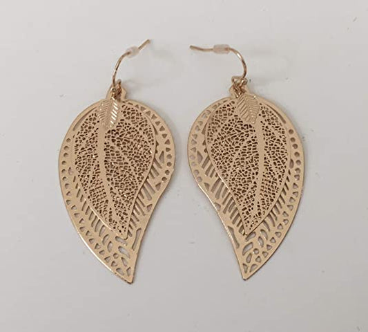 2 Gold Leaf Earrings